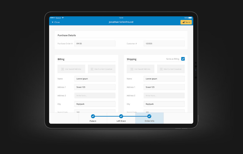 Facilitating the ordering of custom prostheses and orthotics screenshot 4